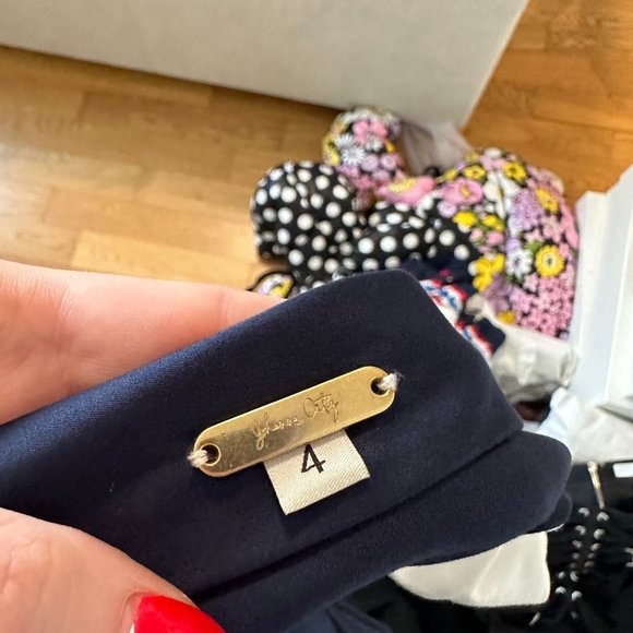 Johanna Ortiz Crop Top Balloon Sleeve Poplin Cotton Self-tie Back Sz 4 Navy Whit - Picture 2 of 12